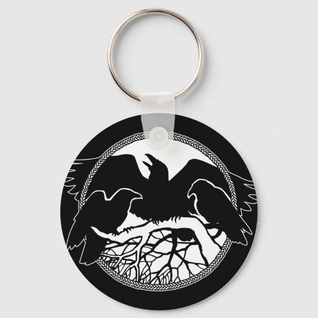 Llavero Raven Art Keychain Wildlife Crow / Raven Gifts (Anverso)