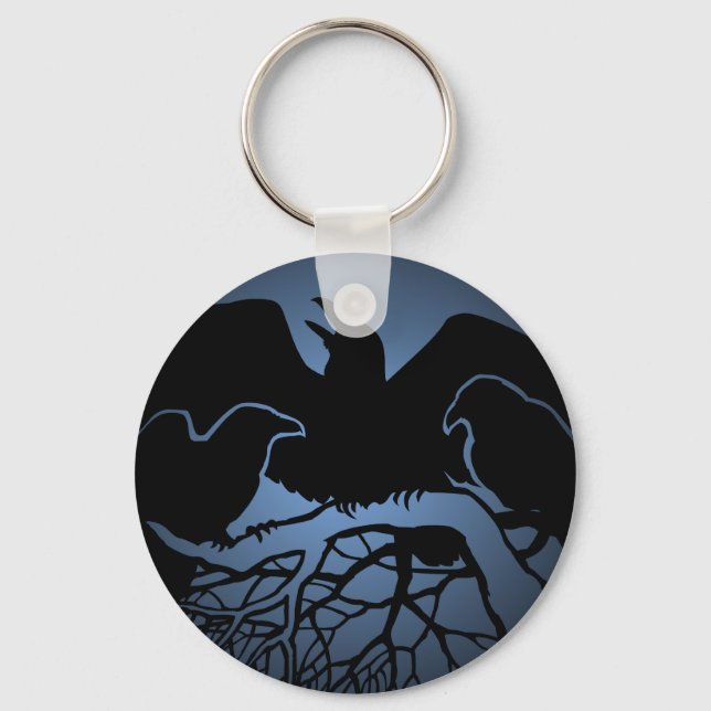 Llavero Raven Art Keychain Wildlife Crow / Raven Gifts (Anverso)