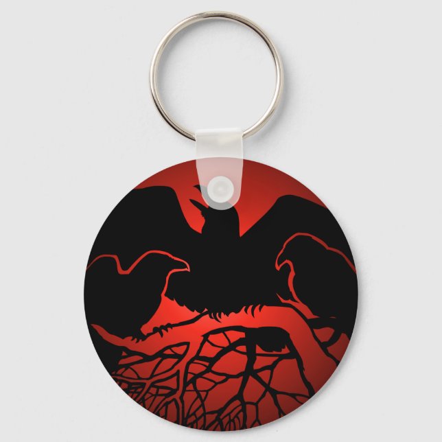 Llavero Raven Art Keychain Wildlife Crow / Raven Gifts (Anverso)