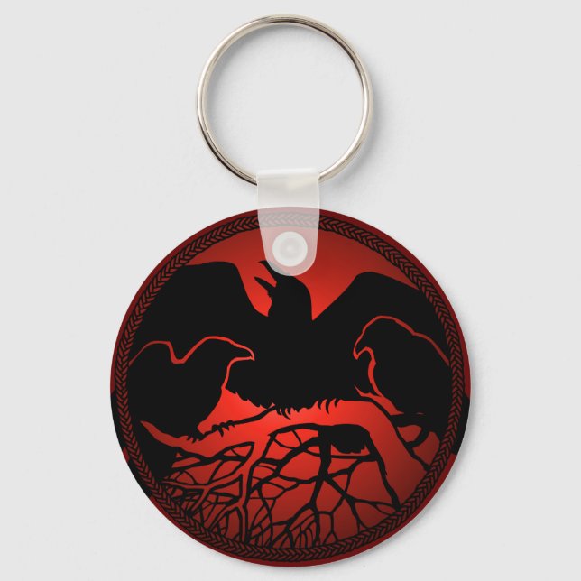Llavero Raven Art Keychain Wildlife Crow / Raven Gifts (Anverso)