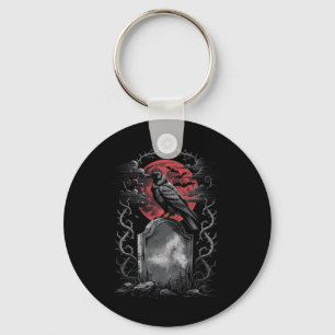 Llavero Raven Bird Gothic Raven Cementerio de arte Fantasy