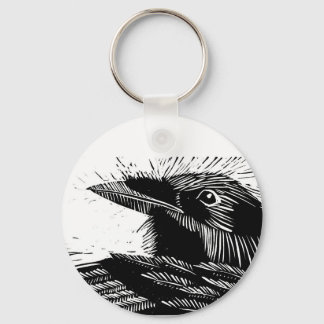 Llavero Raven Woodcut Keychain