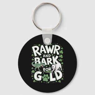 Llavero Rawr Bark T-rex Bulldog St. Patricks Day American