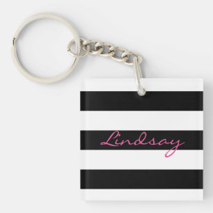 Llavero rayado blanco y negro personalizado