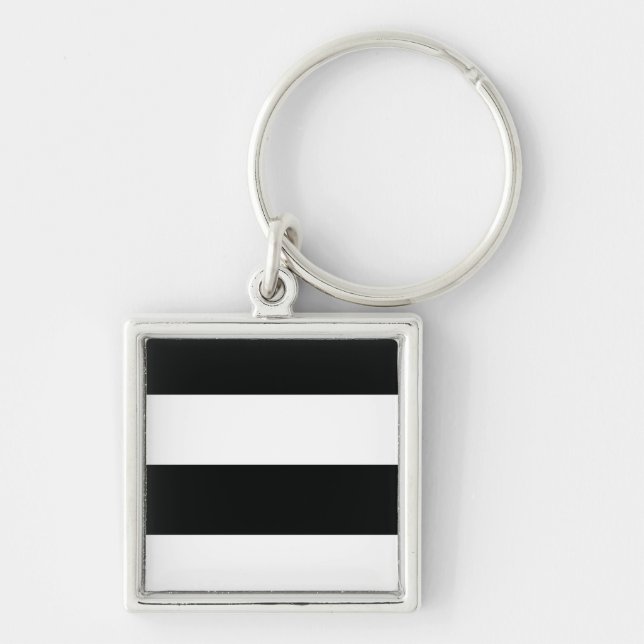 Llavero Rayado (negro y blanco | Personalizable horizontal (Frente)