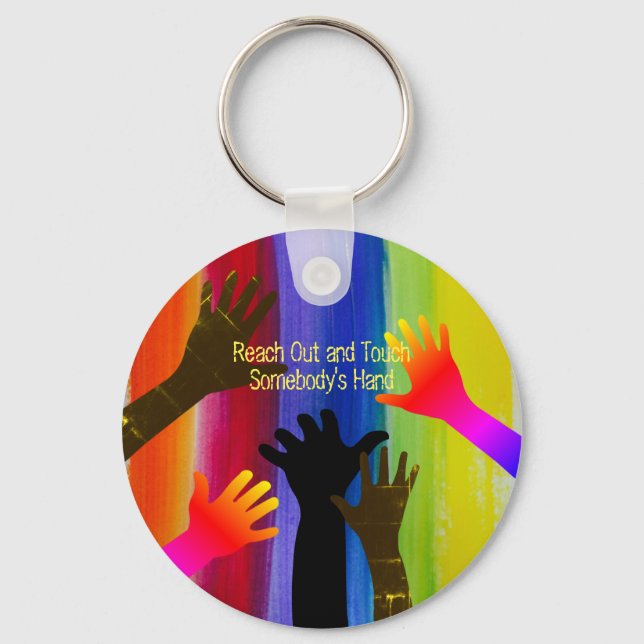 Llavero Rayas arcoiris (manos) (Anverso)