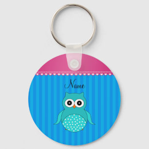 Llavero Rayas azules personalizadas del búho conocido