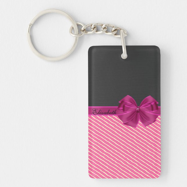 Llavero Rayas Chic Modernas Femeninas-Personalizadas (Frente)