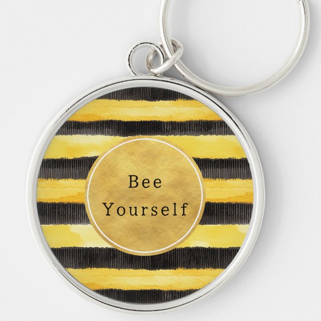 Llavero Rayas De Abeja Amarillas Negras Doradas (Frente)