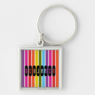 Llavero Rayas de Arcoíris Personalizadas