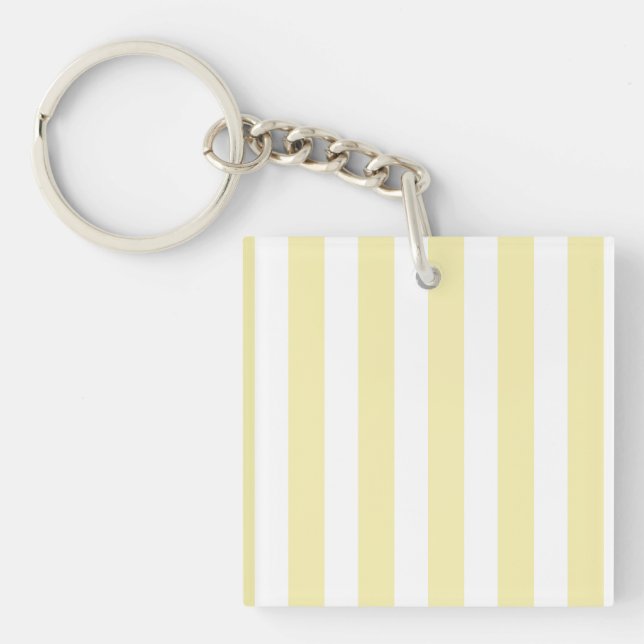 Llavero Rayas de caramelo amarillo y blanco (Frente)