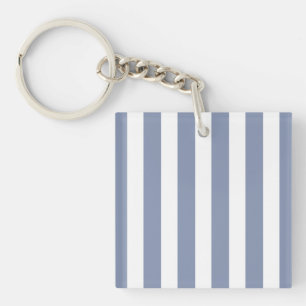 Llavero Rayas de caramelo azul gris y blanco