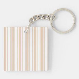 Llavero Rayas de caramelo beige y blanco