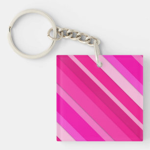 Llavero Rayas de caramelo en capas - rosa y fucsia