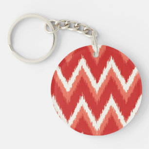 Llavero Rayas de Chevron Ikat - Naranja Herrumbre y Blanco