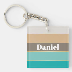 Llavero Rayas de color azul beige personalizado