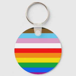 Llavero Rayas de la Bandera de Progreso LGBTQ+