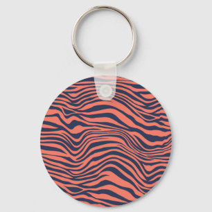 Llavero Rayas de tigre glamurosas de coral estampado de an