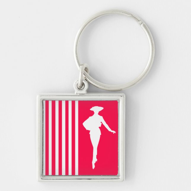 Llavero Rayas modernas de amapola con silueta de moda (Frente)