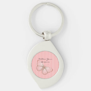 Llavero Rayas rosadas con mariposa