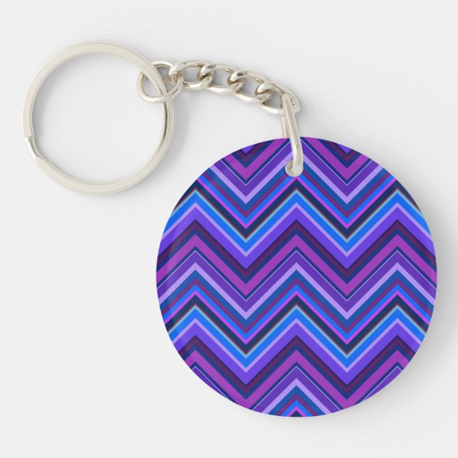 Llavero Rayas zigzag azules y violetas (Frente)