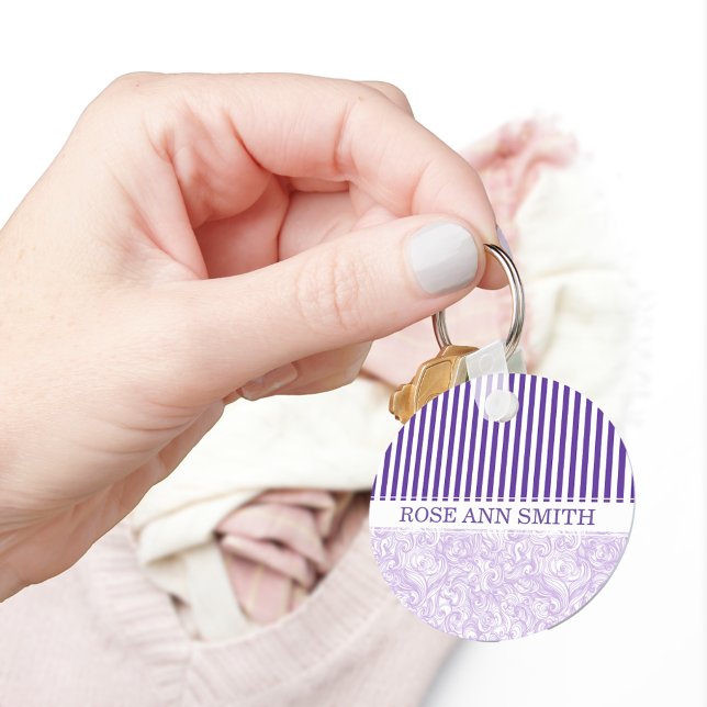 Llavero Rayo morado blanco・Personalizado De Patrón De Onda (Subido por el creador)