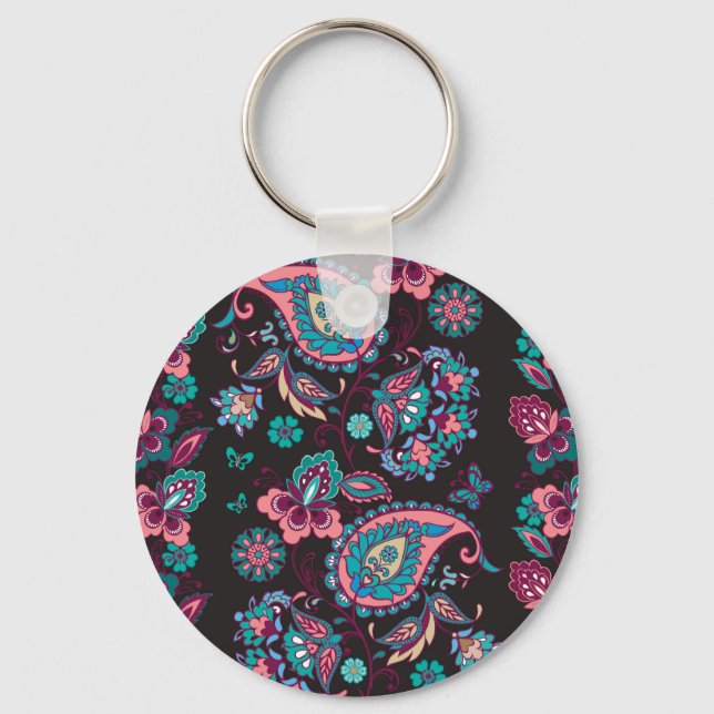 Llavero Rayo Paisley: negro decorativo sin foco (Anverso)