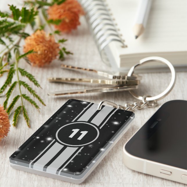 Llavero Rayos de Carreras negro y plateado Starlight (Frente Derecha)