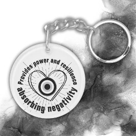 Llavero Rays, Heart, Black Evil Eye Protection monograma |