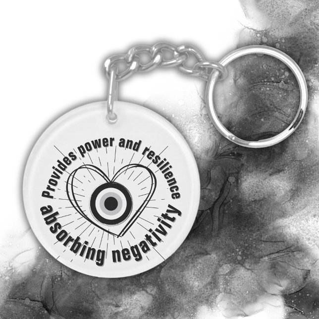 Llavero Rays, Heart, Black Evil Eye Protection monograma | (Subido por el creador)