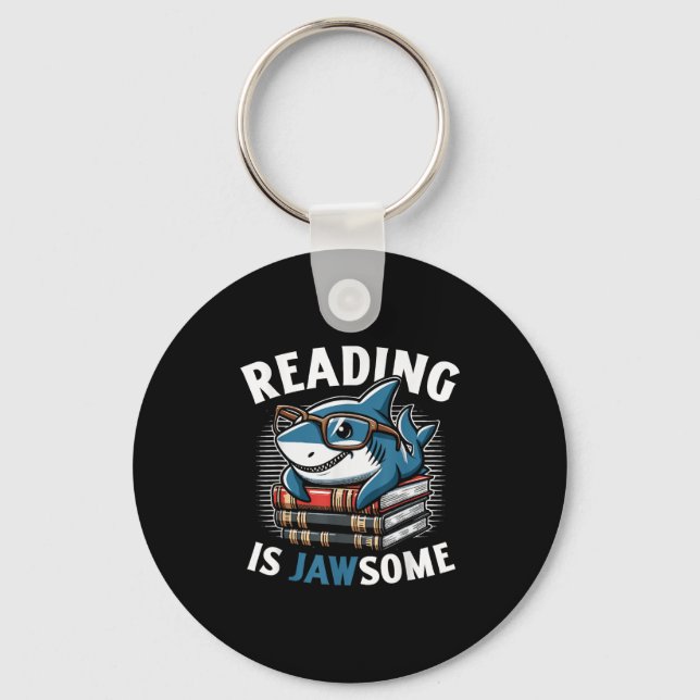 Llavero Reading Is Jawsome Shark Books Bookworm Reader  (Anverso)