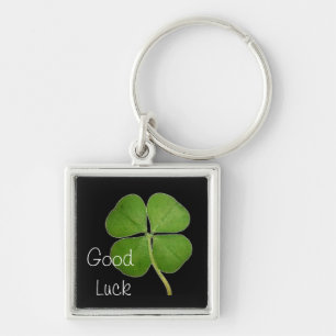 Llavero Real 4 Leaf Clover Shamrock Black
