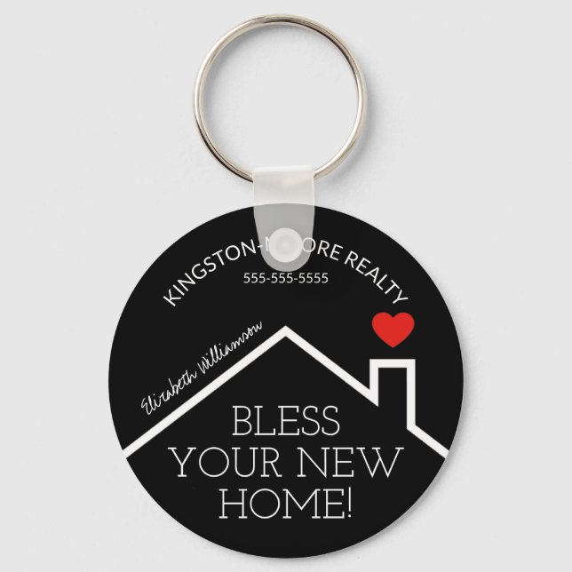 Llavero Real Estate House Heart Personalizado Realtor Busi (Anverso)