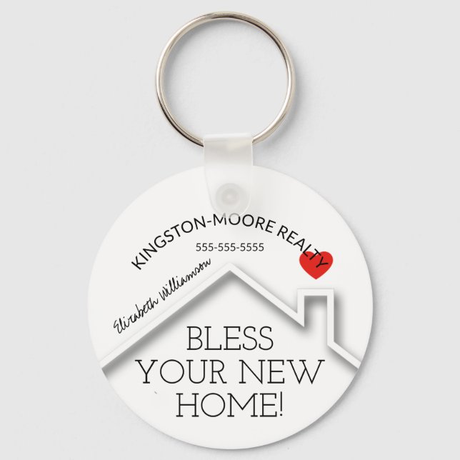Llavero Real Estate House Heart Personalizado Realtor Busi (Anverso)