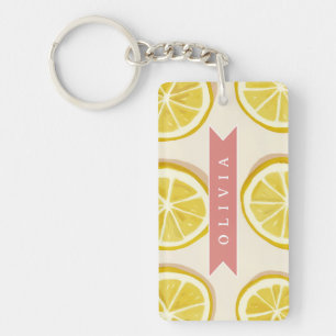 Llavero Rebanada de limón fresca personalizada con patrón