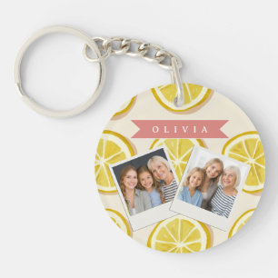 Llavero Rebanada de limón fresca personalizada Patrón bril