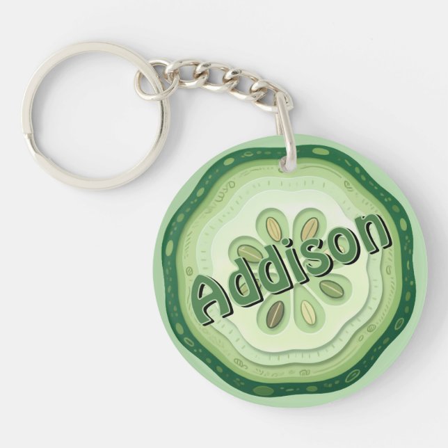 Llavero Rebanada de pepino personalizable  (Frente)