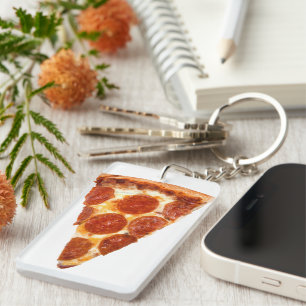 Llavero rebanada de pizza de pepperoni clásica de Slippery