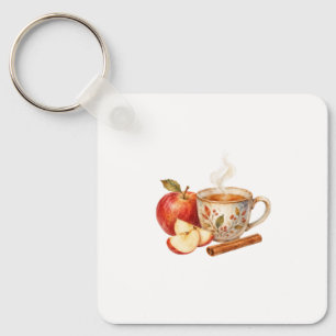 Llavero Rebanadas de manzana y taza de té