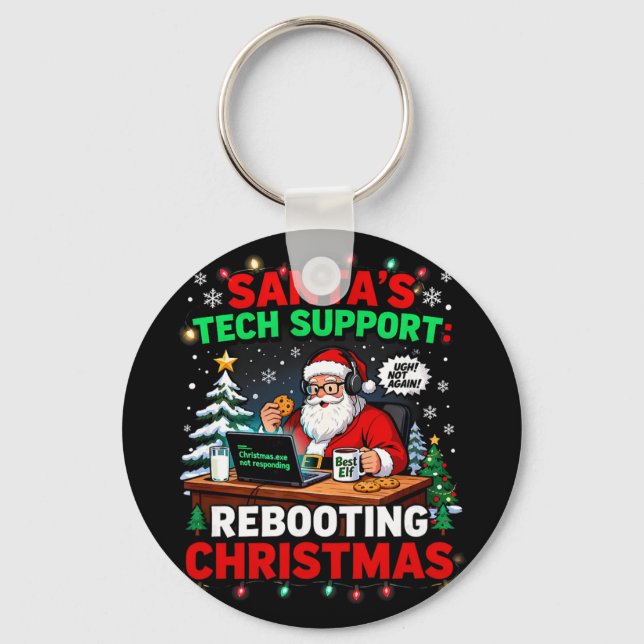 Llavero Rebooting Funny Santa's Tech Support Christmas Com (Anverso)