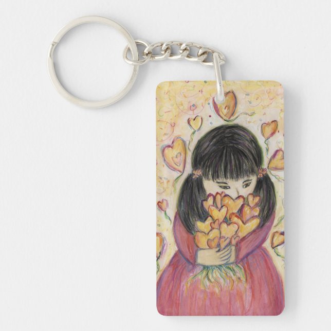 Llavero Recopilando Corazones de Amor Palabra Personalizad (Frente)