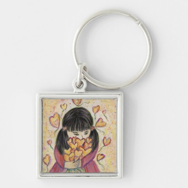 Llavero Recopilando la cadena de claves de Love Hearts Squ (Frente)