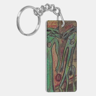 Llavero Rectangle (doble cara) Keychain"Chinese Cats"