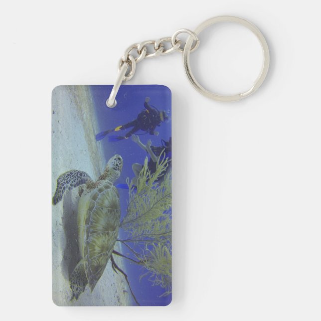 Llavero rectangular con tu foto personalizada en a (Atrás)