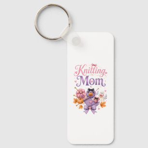 Llavero Rectangular de Aluminio de Mamá que Teje e