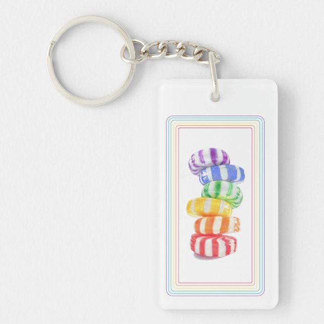 Llavero Rectángulo acrílico de la CANDY RAINBOW Keychain (Frente)