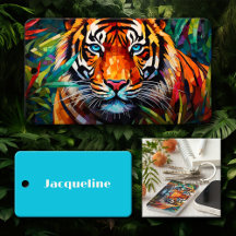 Rectángulo acrílico del tigre abstracto con nombre