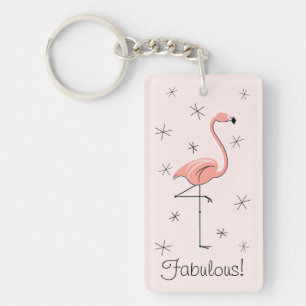 Llavero Rectángulo acrílico rosado "fabuloso"