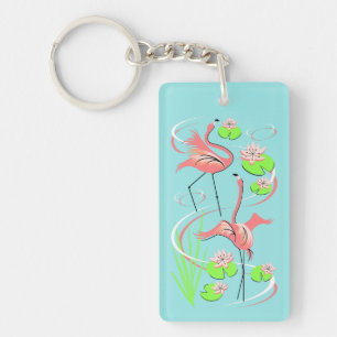 Llavero rectángulo con nombre Flamingo Fandango