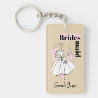 Llavero Rectángulo de la Novia Neutral Bridesmaid